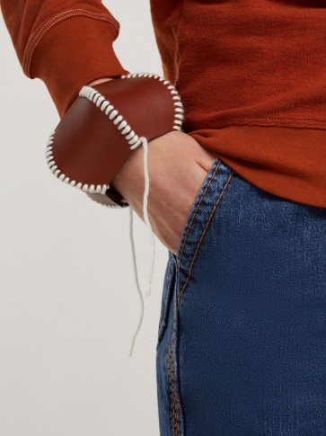 LOEWE Macramé-stitched tan leather bracelet ~ brown jewellery