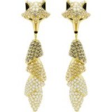 Swarovski MARCH FOX PIERCED EARRINGS, MULTI-COLOURED, GOLD PLATING ~ crystal bling jewellery ~ glamorous going out accessory