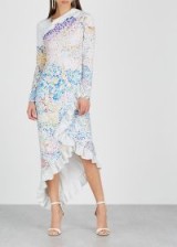 MARY KATRANTZOU Lenda printed cady dress ~ feminine asymmetric style clothing