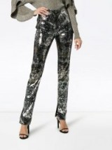 MARY KATRANTZOU sequinned straight leg trousers / gold and silver metallic pants