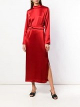 NANUSHKA Sadie midi dress in Rosso / red shiny fabrics