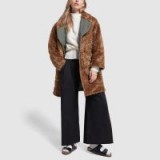 Nepenthes SHAWL COLLAR REVERSIBLE COAT ~ camel faux fur & olive-green cotton