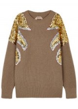 NO.21 Taupe sequin-embellished wool jumper / sequinned knitwear