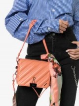 OFF-WHITE pink quilted bulldog clip leather shoulder bag ~ small stylish handbag