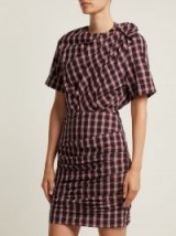 ISABEL MARANT ÉTOILE Oria red tartan ruched cotton dress