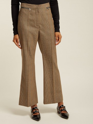 SONIA RYKIEL Prince of Wales-check flared wool trousers ~ beige/brown pant suit