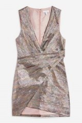 TOPSHOP Rainbow Metallic Wrap Dress – shiny multicoloured mini