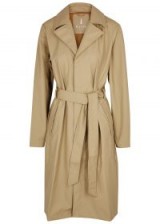 RAINS Overcoat ecru rubberised raincoat ~ neutral tie-waist mac