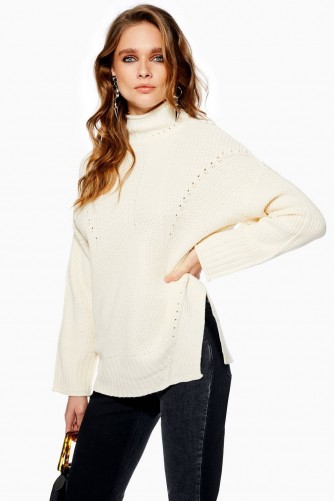 Topshop Ivory Roll Neck Jumper | neutral knits