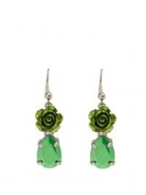 PRADA Green rose drop earrings