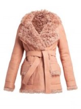 SIES MARJAN Rudy pink belted shearling coat ~ winter luxe