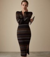 REISS SASSY METALLIC KNITTED DRESS BRONZE METALLIC ~ luxe knitwear