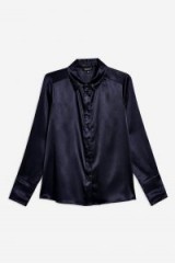 TOPSHOP Satin Shirt in Navy Blue