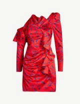 SELF-PORTRAIT Printed ruffle satin mini dress in red – glamorous party dresses