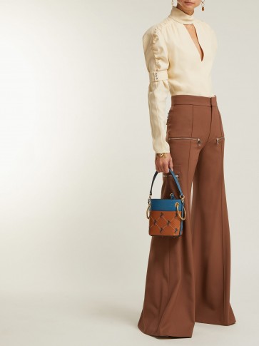 CHLOÉ Serge high-rise brown wool-blend trousers