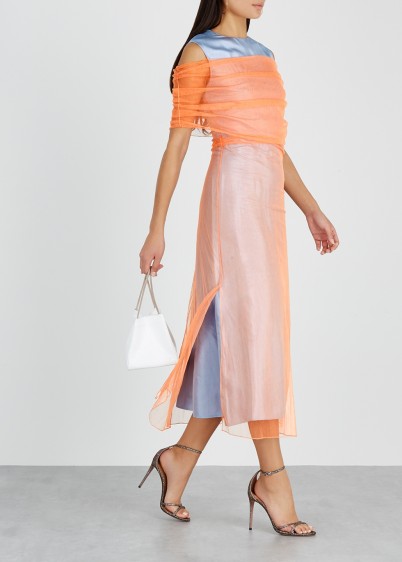 SIES MARJAN Lisette peach tulle and blue cotton-blend dress