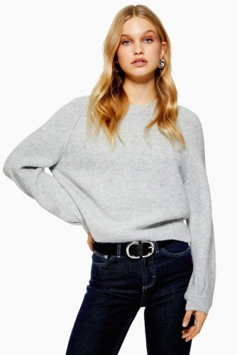 Topshop Super Soft Chevron Jumper in Grey Marl | crew neck sweater