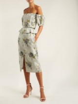 BROCK COLLECTION Sylvi light-blue floral silk-jacquard peplum skirt ~ luxe event wear