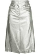 TIBI high-waisted silver leather skirt