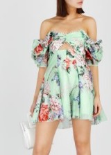 ALICE MCCALL Peony printed mint cotton-blend mini dress