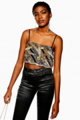 TOPSHOP Animal Sequin Bralet in gold / shimmering crop tops