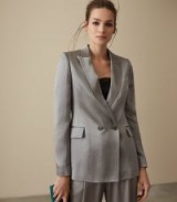 REISS ARIA JACKET SHIMMER DOUBLE BREASTED BLAZER SILVER BLUE ~ metallic sheen jacket