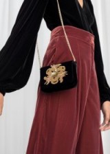 & other stories Beaded Velvet Crossbody Bag in black – bead embellished party accessory