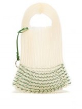 JIL SANDER Market small embellished pale-yellow net tote bag