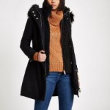 RIVER ISLAND Black faux shearling double layer coat – warm & stylish winter coats