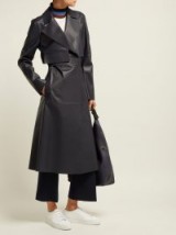 SPORTMAX Blando dark blue leather coat