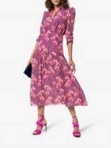 Borgo De Nor Purple Eugenia Leopard Orchid Print Midi Dress