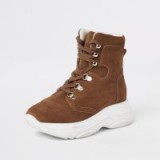 River Island Brown sporty lace-up boots | chunky sole winter boot