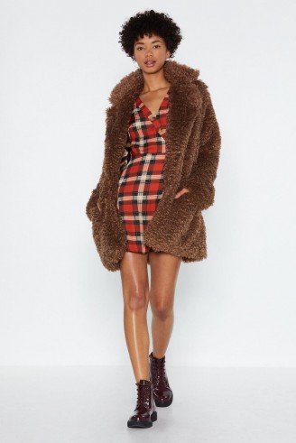 Nasty Gal Can You Feel It Faux Fur Coat in Brown