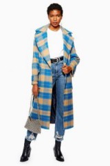 TOPSHOP Check Belted Coat – bold blue checks