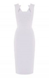 ROLAND MOURET COLEBY SCULPTED PENCIL DRESS in ASH BLUE