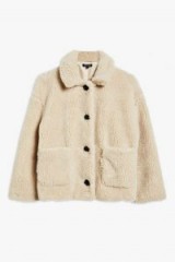 Topshop Cropped Cream Borg Coat | neutral warm winter jacket