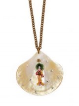 GUCCI Crystal-embellished shell Geisha pendant necklace