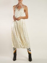 FENDI Crystal-studded ivory silk-satin midi dress ~ luxe clothing