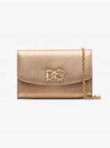 Dolce & Gabbana Gold Diamanté Logo Crossbody / luxe metallic flap bags