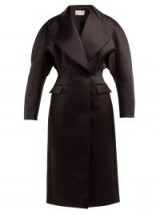 CHRISTOPHER KANE Black double-breasted duchess satin coat ~ chic tailored clothing