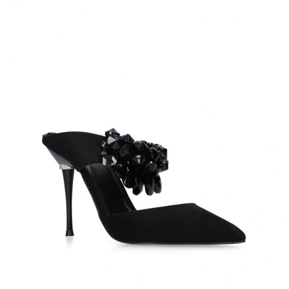 CARVELA Gallileo Black Embellished Backless Court Shoes – glam party mules