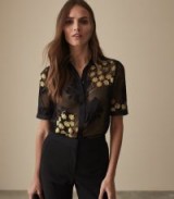 REISS GIULIANA FLORAL BURNOUT BLOUSE ~ feminine semi sheer clothing