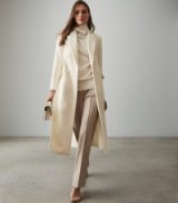 REISS GRAYSON LONG LINE DOUBLE BREASTED COAT WHITE ~ luxe coats