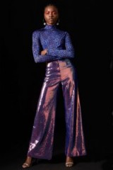 Topshop x Halpern Hologram Sequin Trousers – metallic wide leg party pants