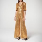 L.K. Bennett HUTTON GOLD SEQUIN JUMPSUIT ~ metallic partywear