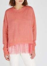 IN.NO Opera coral merino wool-blend jumper ~ pleated tulle lining and hem knitwear