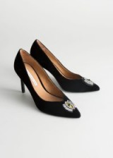 & other stories Jewelled Eye Velvet Pumps in black – crystal courts