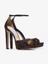 Jimmy Choo Black Pattie 130 Glitter Platform Sandals / glittering party shoes