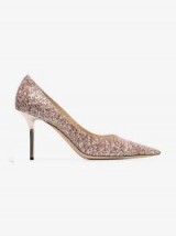 Jimmy Choo Pink Love 85 Glitter Embellished Leather Pumps ~ sparkly courts