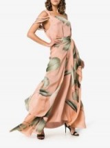 Johanna Ortiz St Barthelemy Pink and Green One Shoulder Tie Waist Dress